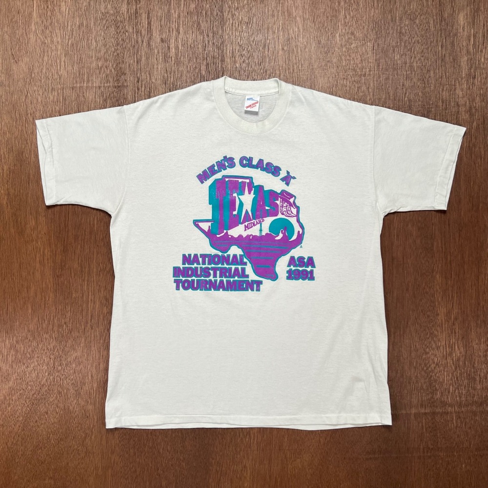 Vintage 1991 Duke Texas ASA National Industrial Tournament T-Shirt XL White